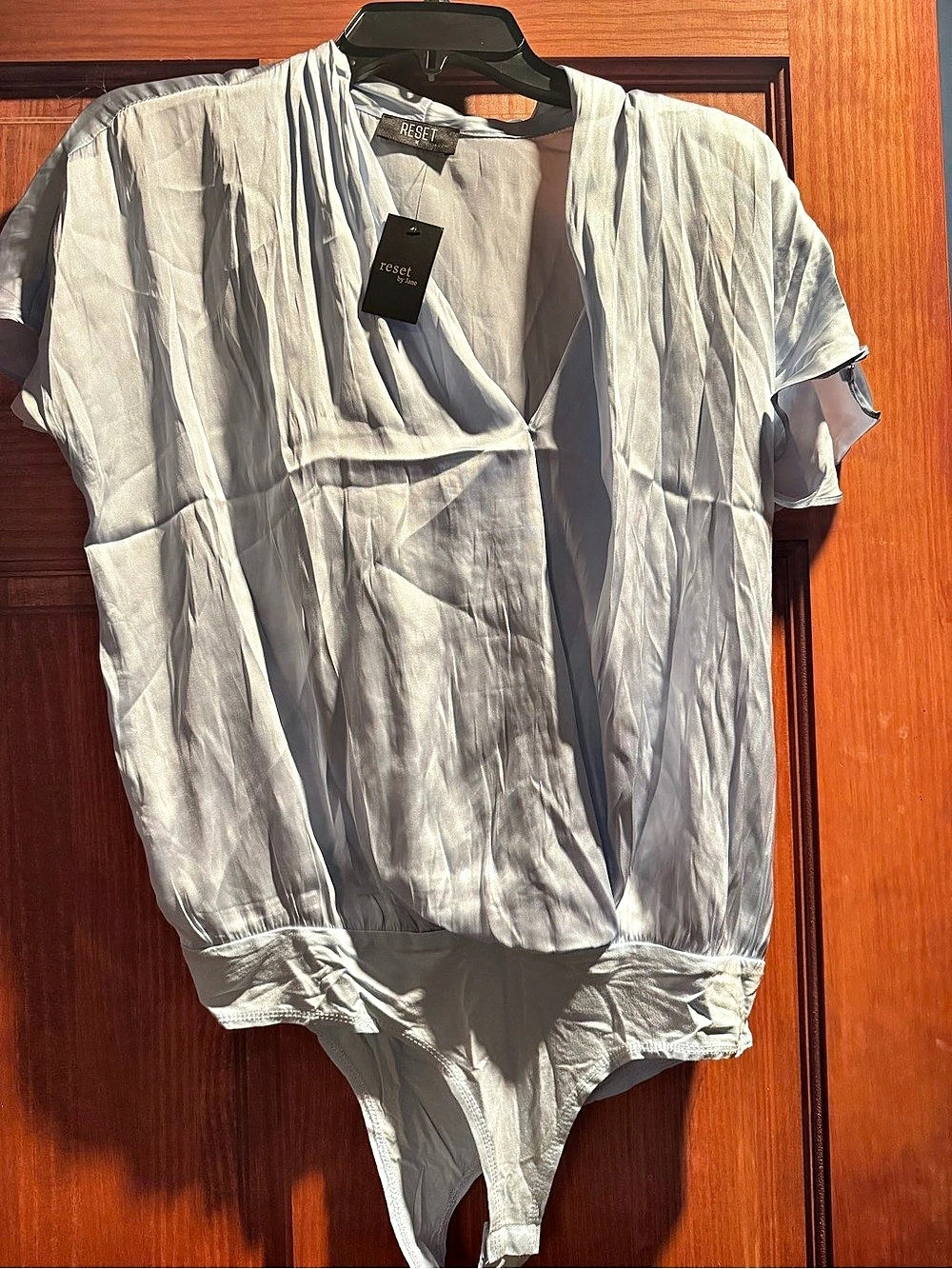 reset by jane Bren Bodysuit Gray Wrap Front